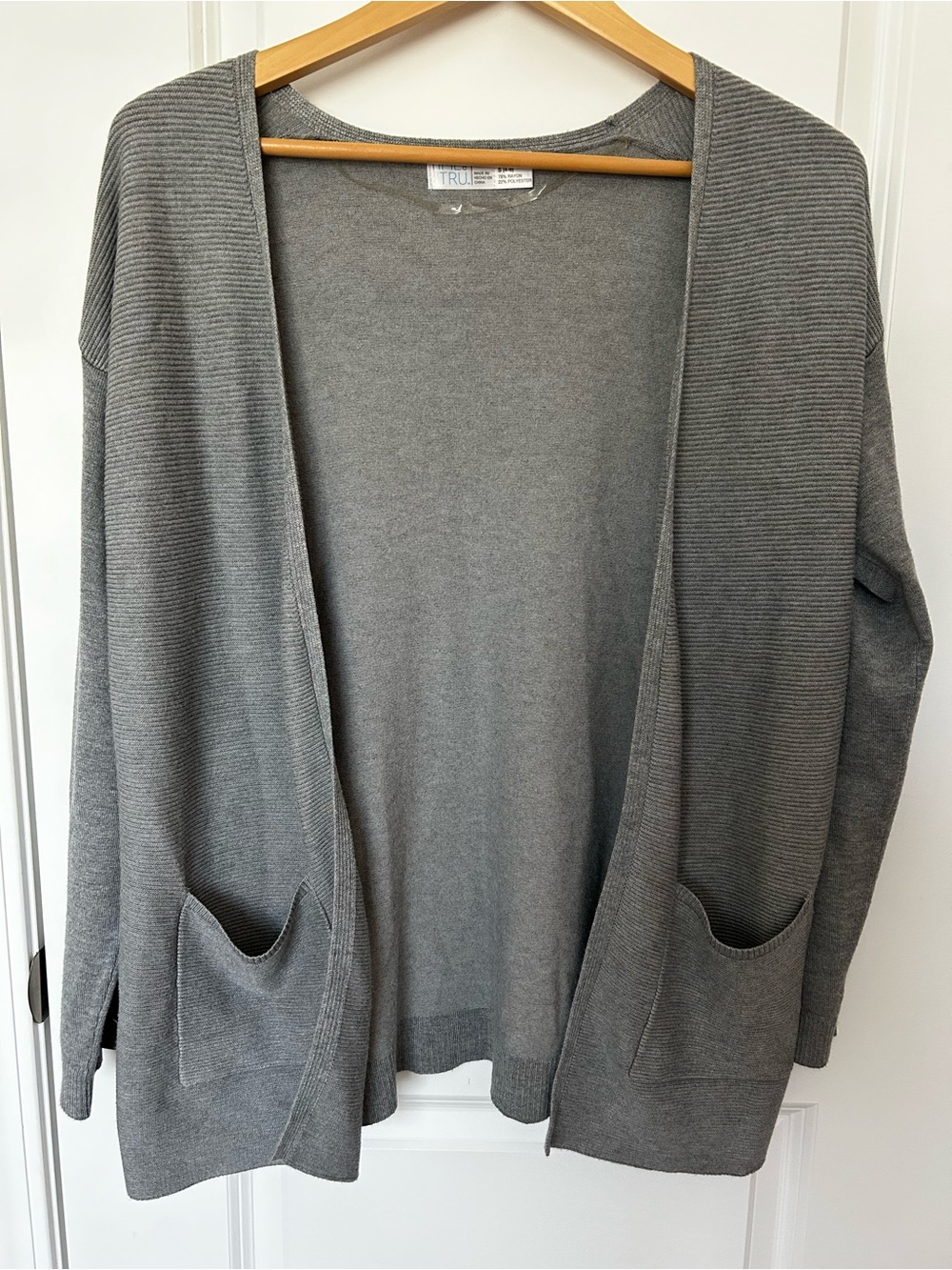 Size Small 4-6 Gray Open-Front Women's Cardigan Sweater
